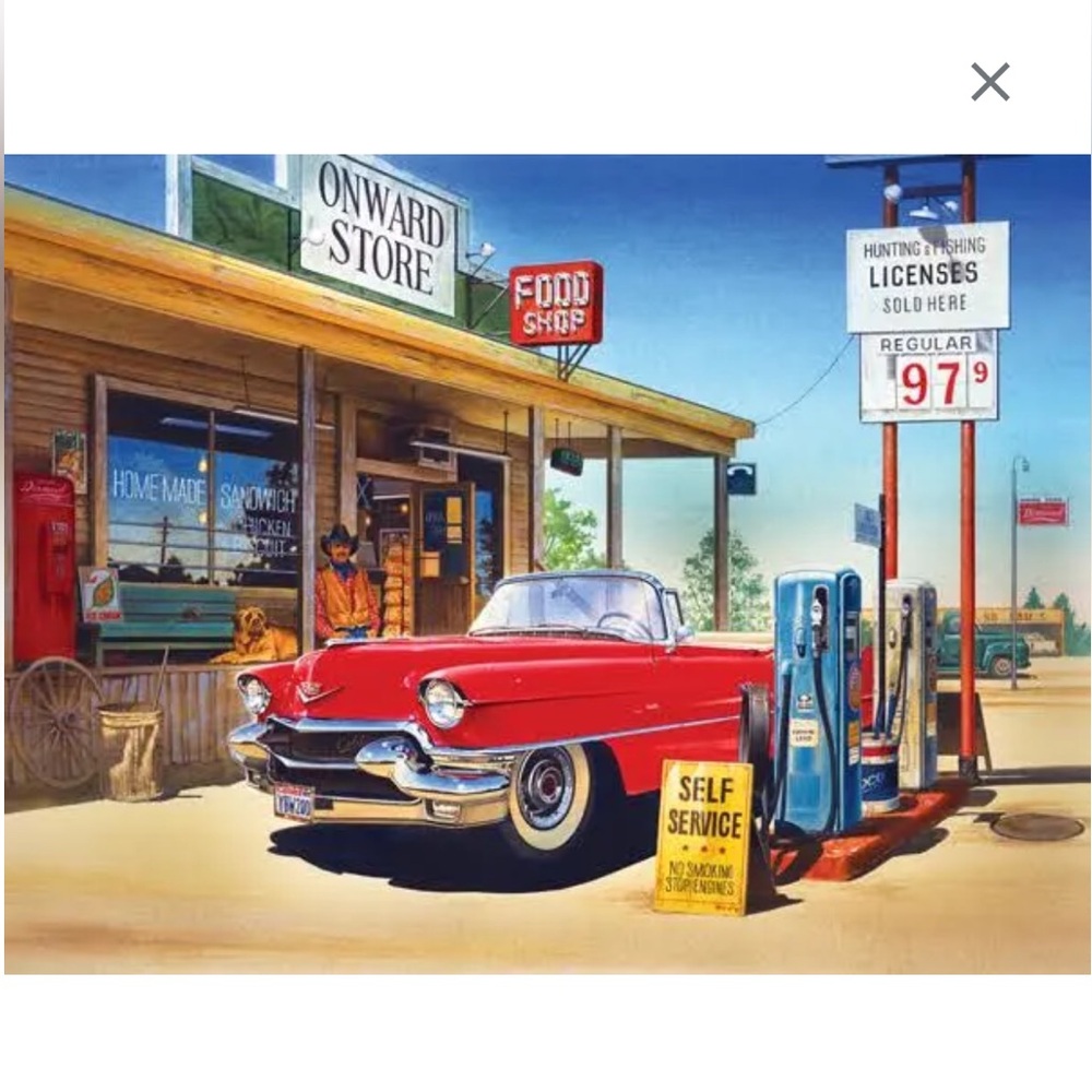 Onward Store Gas Station 500 pc Jigsaw Puzzle 🧩 Factory Sealed ⭐️ NEW ⭐️ SunsOut - Picture 6 of 16
